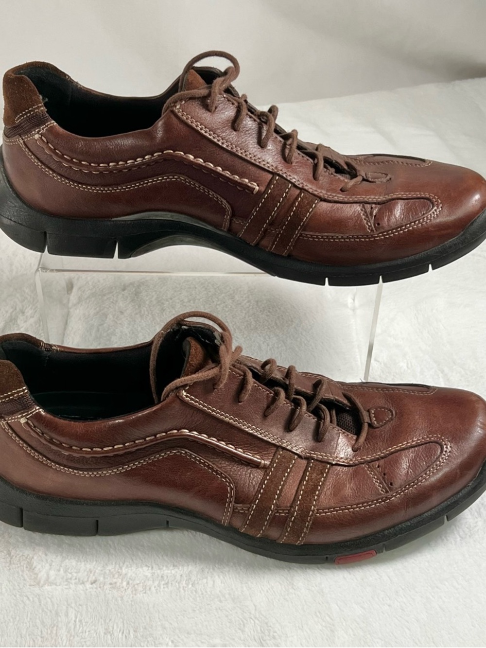 Clark's Privo Brown Leather Suede Lace Up Casual Mens Shoes Size US 11.5 M - Picture 2 of 11